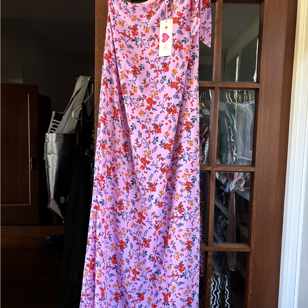 Floral Maxi Dress in Pink and Red